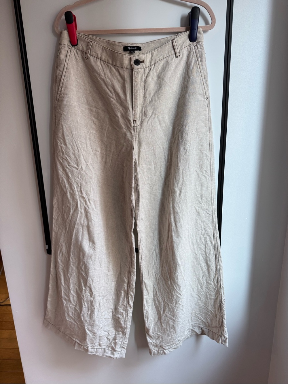 Madewell Wide-Leg Linen-Blend Pants in Light Beige